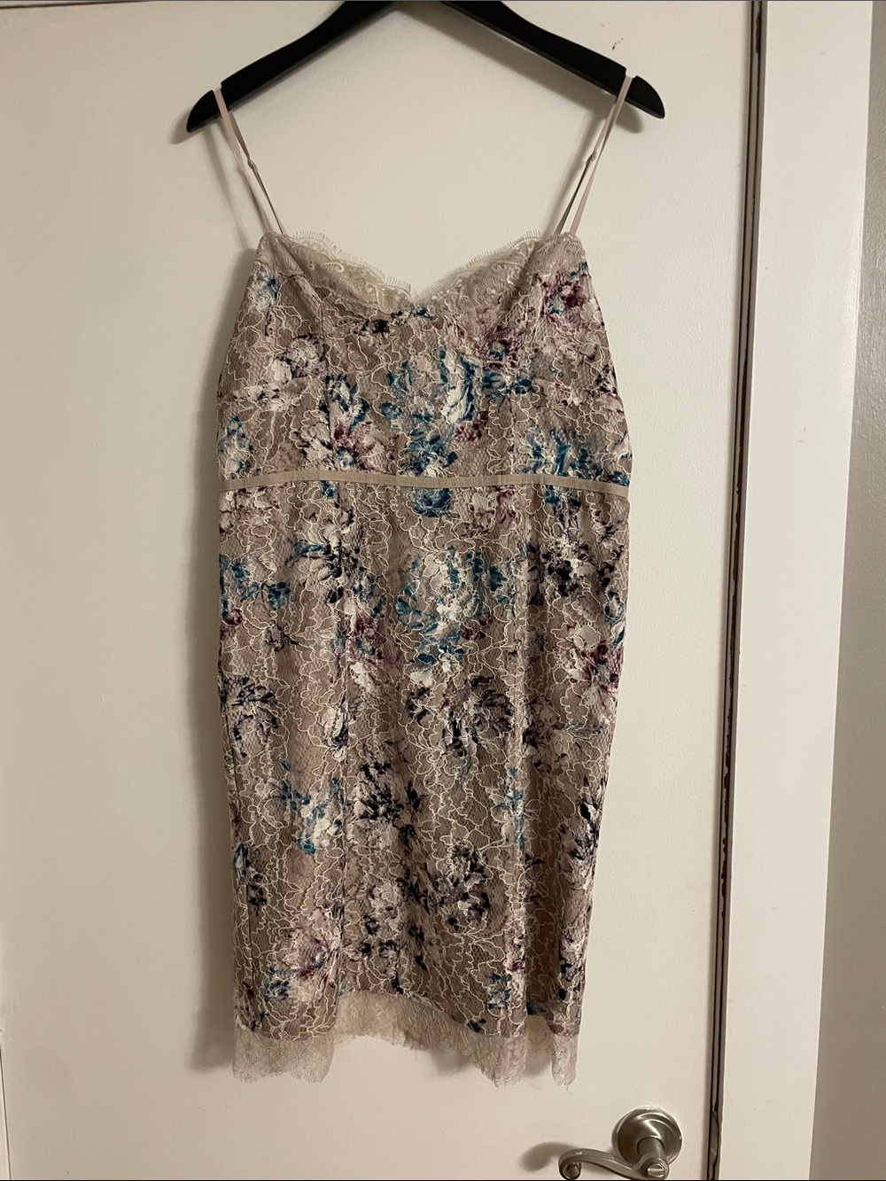Victoria's Secret Beige Lace Floral Spaghetti-Strap Mini Dress